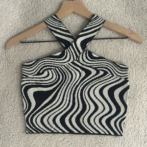 Glassons Halter Crop Groovy Print Top Size Small